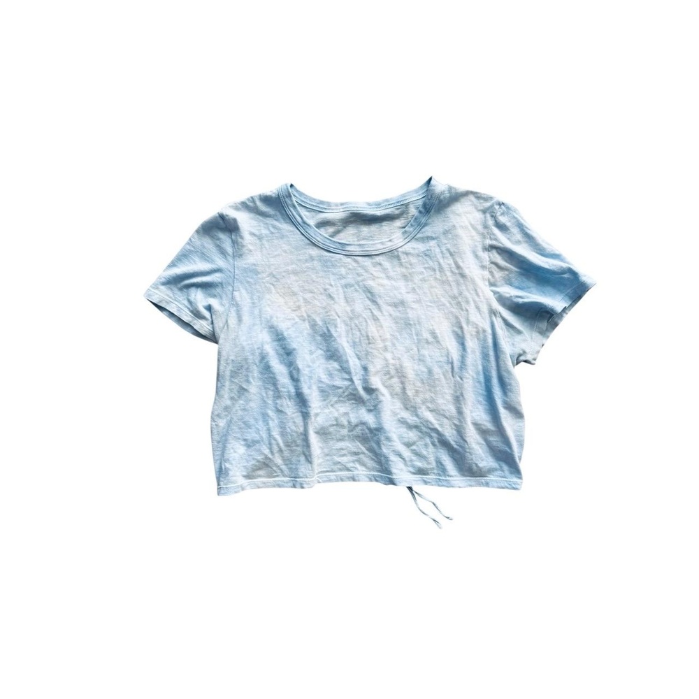 Aerie Womens Size XL Light Blue Tie Dye Tie Back Cropped T-Shirt